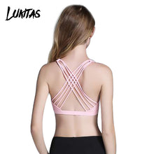 Load image into Gallery viewer, LUKITAS Women Sports Bra Quick Dry High Stretch Top Sport Push Up Fitness Running Gym Breathable Cross Strap Yoga Bra Vest Tops