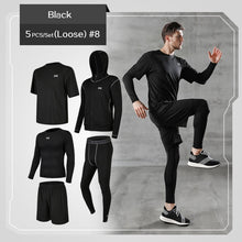 Load image into Gallery viewer, REXCHI 5 Pcs/Set Men&#39;s Tracksuit Gym Fitness Compression Sports Suit Clothes Running Jogging Sport Wear Exercise Workout Tights
