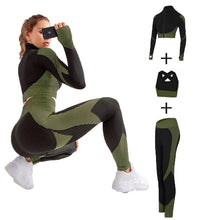 Load image into Gallery viewer, Seamless Workout Yoga Sets Female Sport Gym suit Wear Running Clothes women Fitness Sport Yoga Suit Long Sleeve yoga clothing
